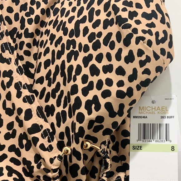 MICHAEL KORS SURPLICE ONE PIECE SWIMSUIT SPOTTED CHEETAH Leopard Swimwear sz 8 M - Picture 5 of 10